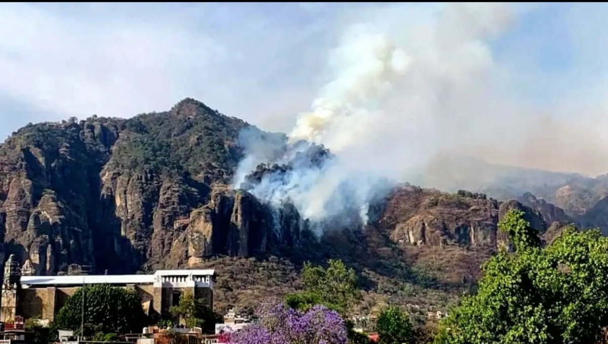 Durante el incendio, registrado la madrugada del martes en el cerro de Tepoztlán, acudieron más de 100 brigadistas