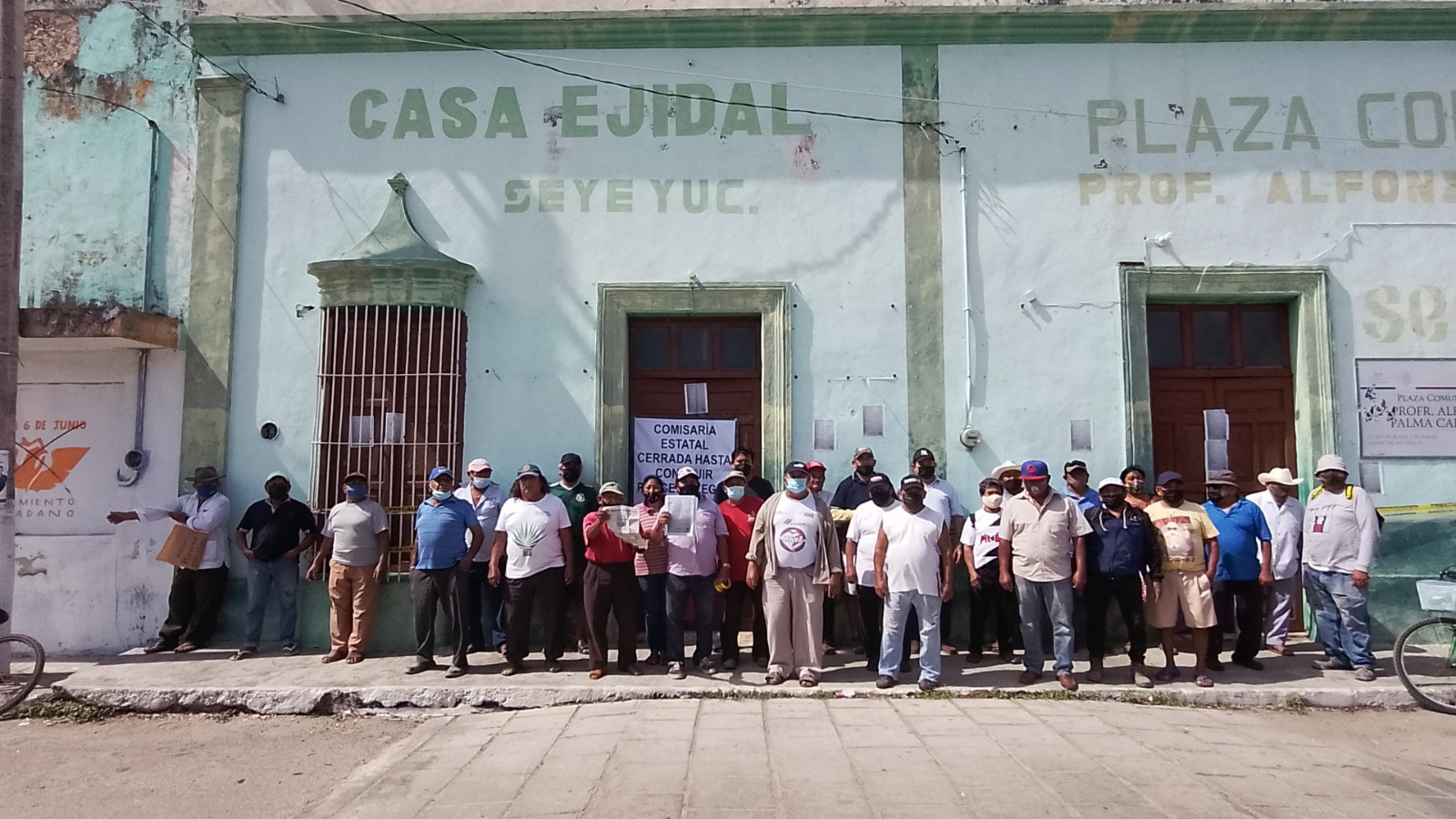 A casi un mes de la manifestación, las instalaciones de la casa ejidal  de Seyé permanecen cerradas