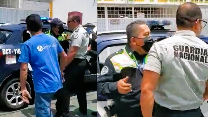 Captan a elemento de la Guardia Nacional mientras pelea con oficiales de tránsito