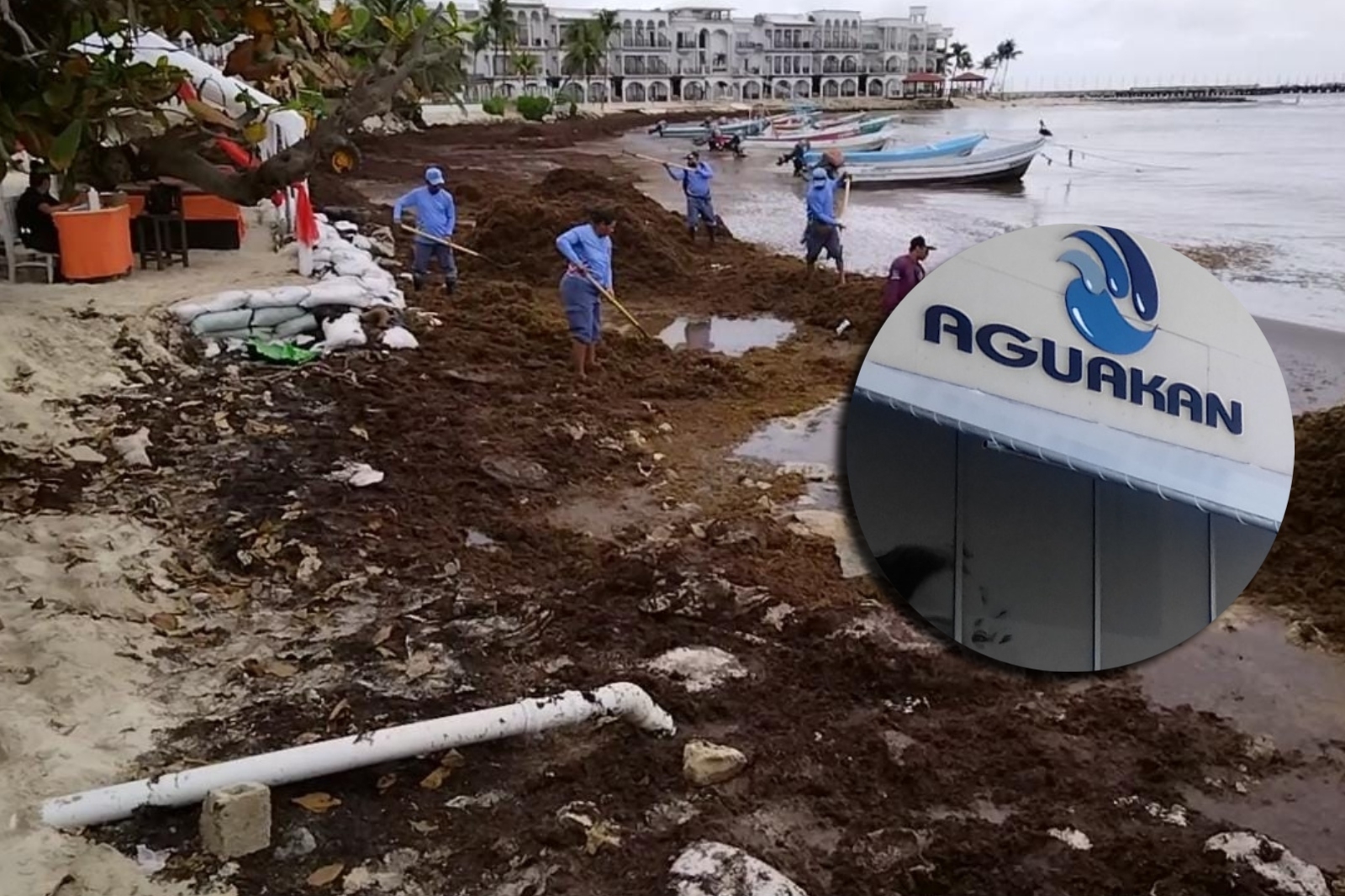 Citarán a Aguakan tras hallazgo de un tubo de aguas negras en una playa de la Riviera Maya