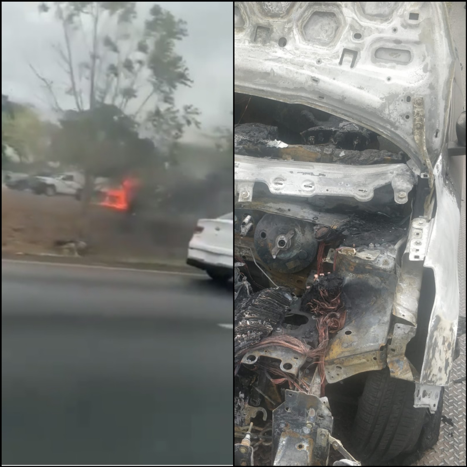 Se incendia automóvil sobre el Periférico de Mérida: VIDEO