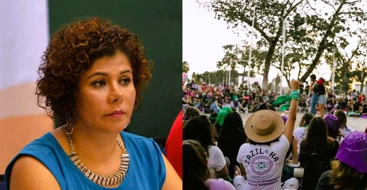 La Red de Feministas Quintanarroenses rechazó uso de su material por parte de la candidata del PRI, Leslie Hendricks. Foto: Especial/GioSantos