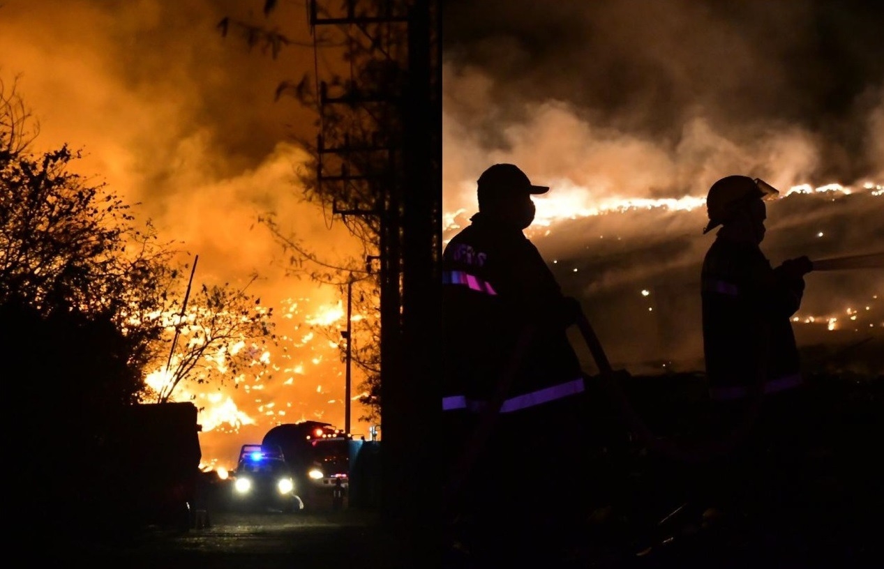 SSP combate un fuerte incendio en poblaciones de Kanasín