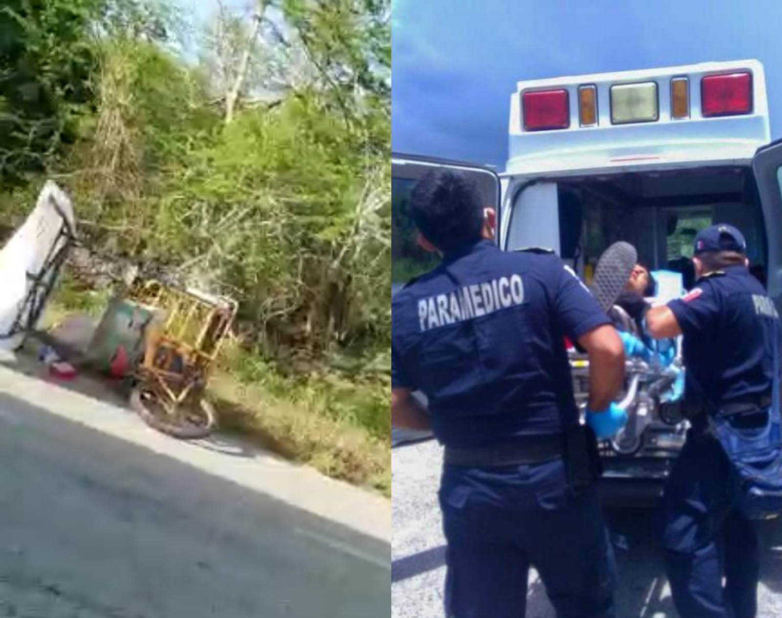 Motociclista choca con un triciclo estacionado en la carretera Mérida-Tizimín