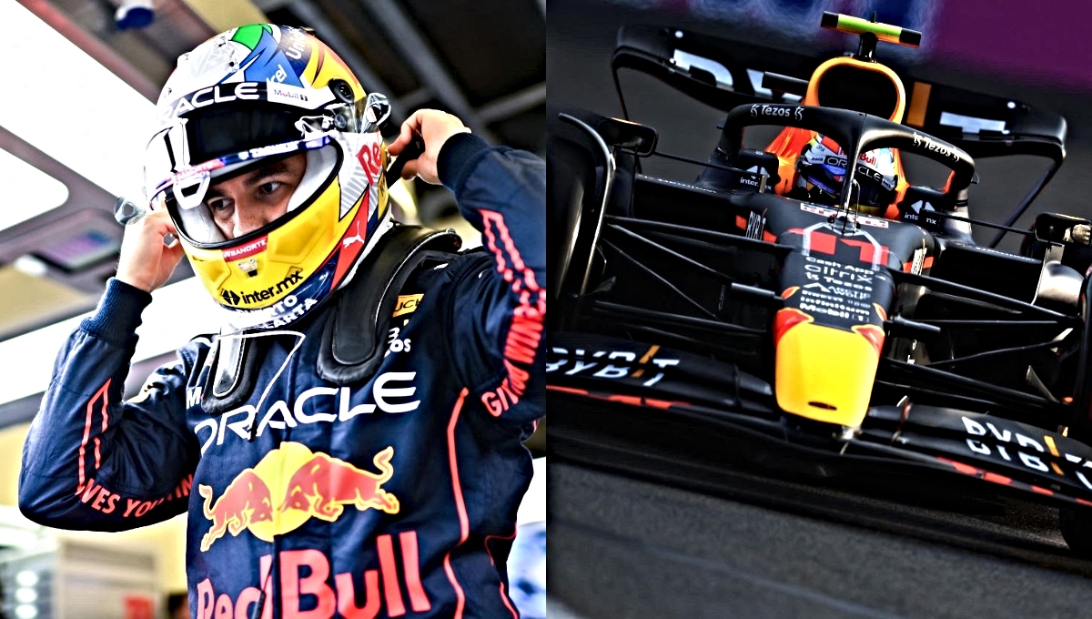 Sergio "Checo" Pérez arrancará segundo en el Gran Premio de Azerbaiyán, saldrá por detrás de Leclerc. Foto: Twitter @SChecoPerez