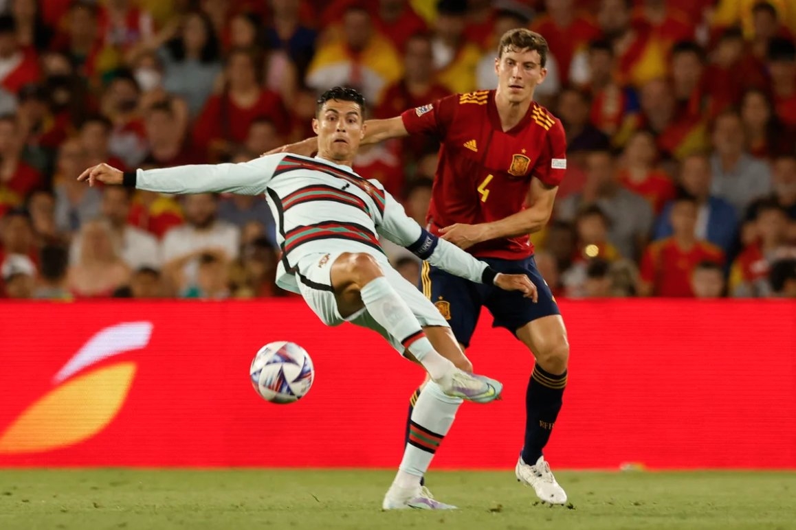 Poco pudo hacer Cristiano Ronaldo con Portugal para empatar ante España