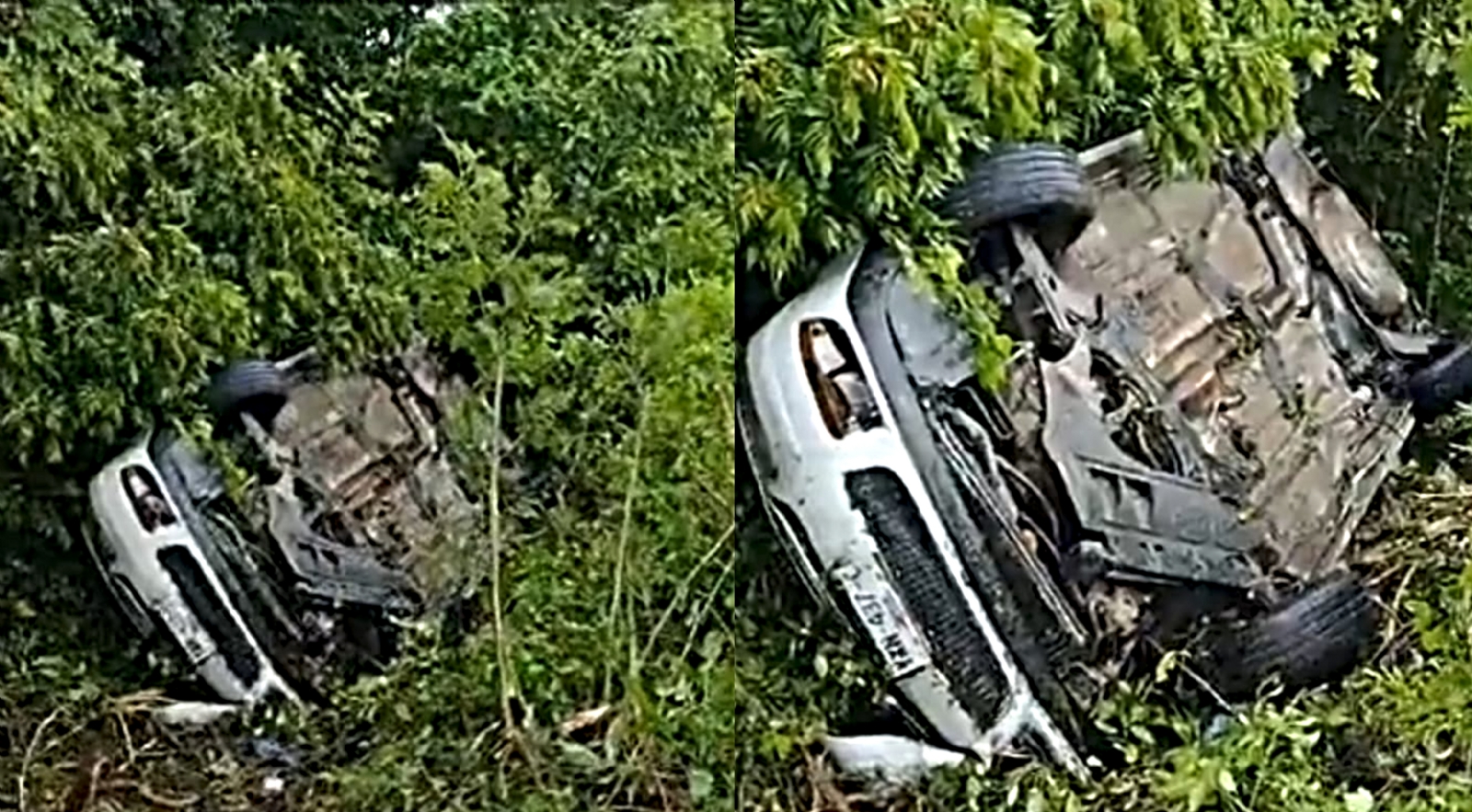 El auto permaneció dentro de la maleza en la carretera a Valladolid