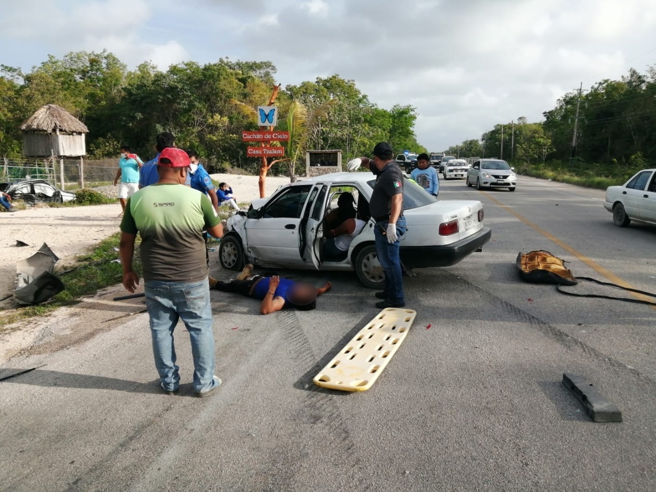 Choque en la carretera Tulum-Cobá deja siete personas lesionadas