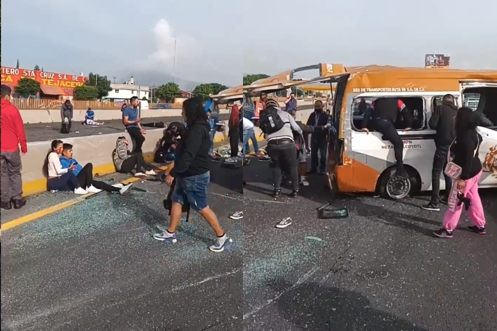 Combi con pasajeros choca en la carretera México-Puebla; hay una mujer muerta