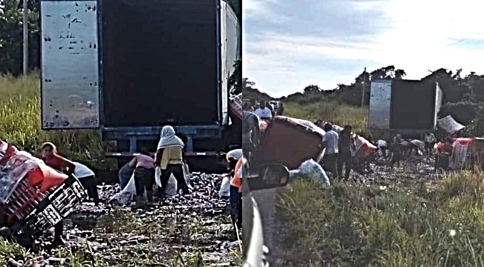 Rapiñan latas de aluminio de un tráiler en la carretera Sabancuy-Champotón