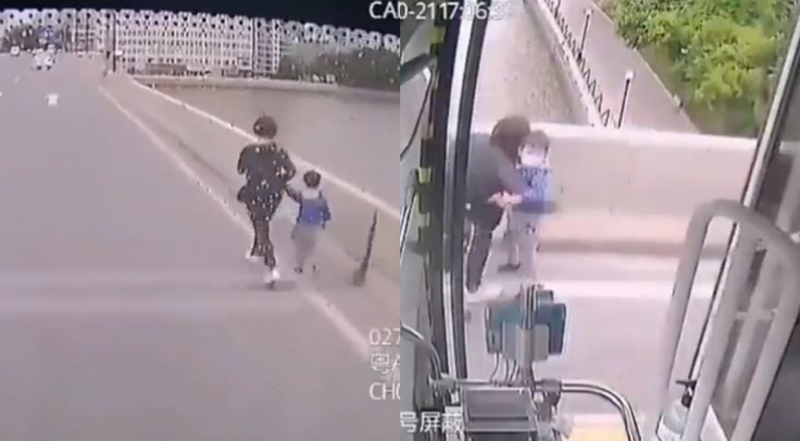 El video fue captado por una cámara de seguridad de un autobús