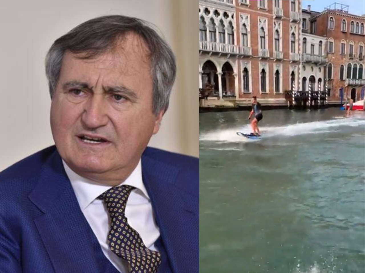 Luigi Brugnaro agradeció a la gente que colaboró para encontrar a los turistas que surfearon en uno de los canales de Venecia