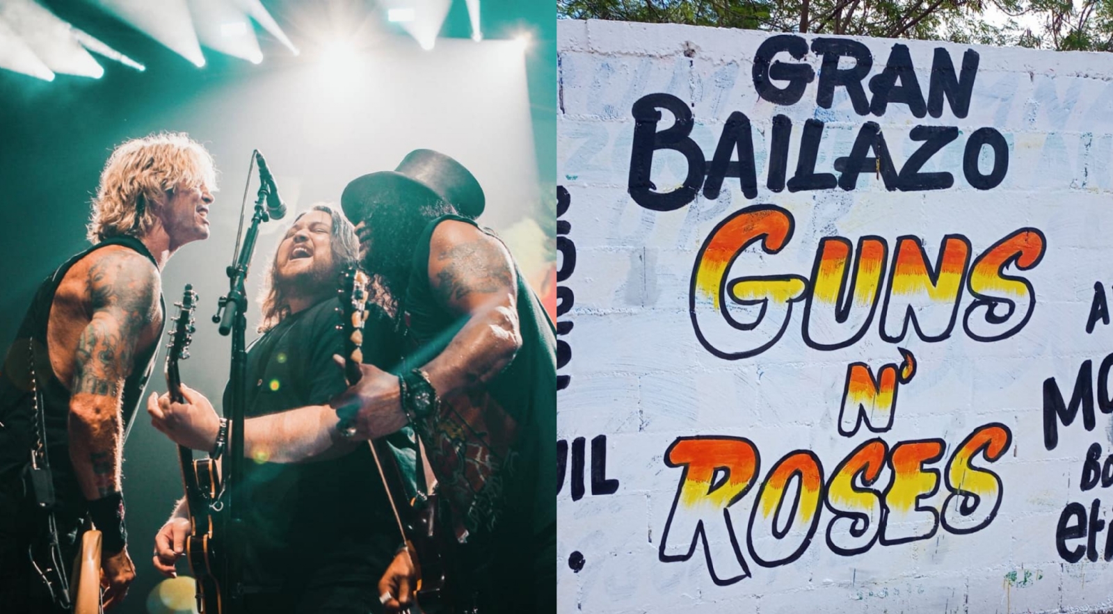 El muro fue pintado en algún punto de la ciudad de Mérida como promoción al concierto de Guns N' Roses