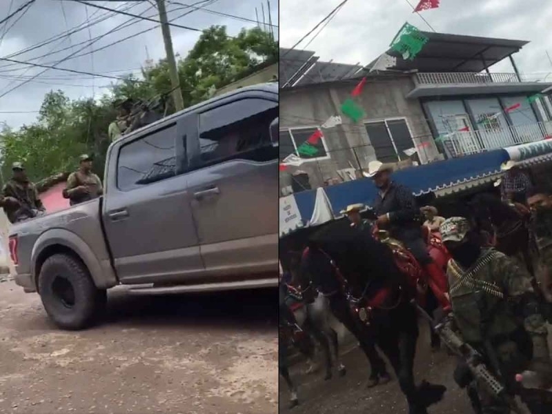 En videos se muestra a supuestos civiles armados que participan en una cabalgata en Zirandaro de los Chávez.