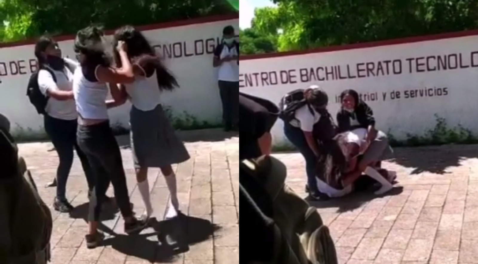 Las estudiantes comenzaron a discutir a la salida de la escuela, la riña subió de nivel cuando una de ellas golpeó a la otra