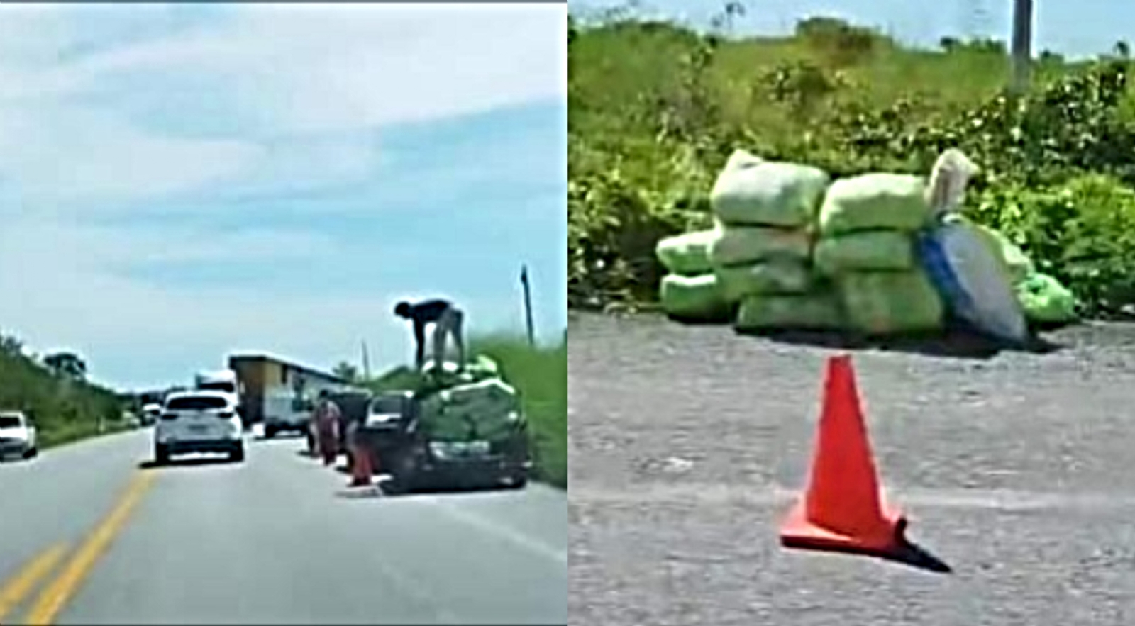 Habitantes llegaron a bordo de vehículos para llevarse los sacos de arroz