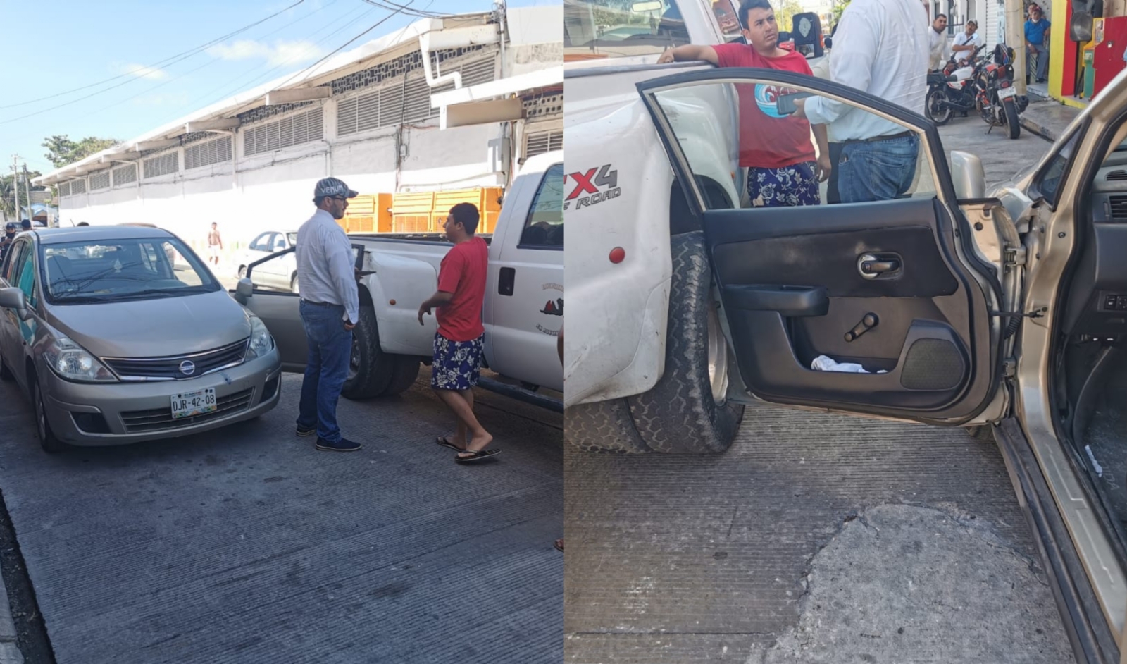 Camioneta impacta a un automóvil estacionado en Ciudad del Carmen