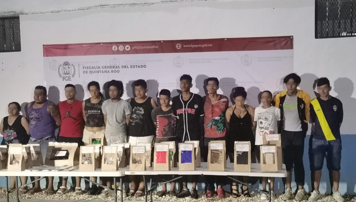 Detienen a 13 personas con más de 200 dosis de drogas en Cancún