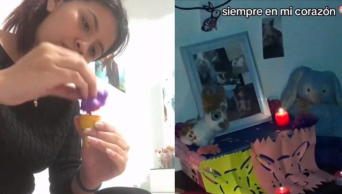 La ofrenda quedó en Tiktok grabada. Foto: Especial