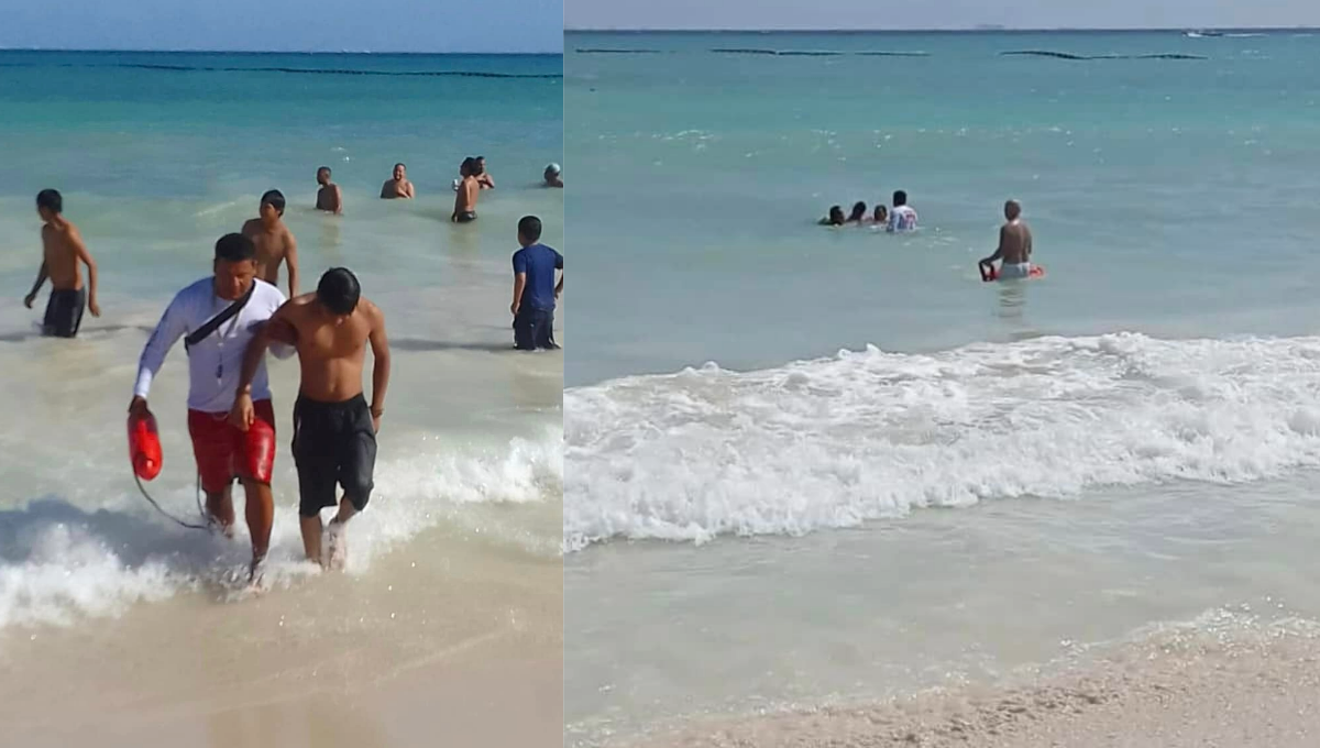 Guardavidas de Playa del Carmen salvan a dos bañistas de ahogarse