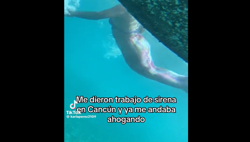 ¡Mi primera chamba! Mujer casi se ahoga al entrar a trabajar de sirena en Cancún