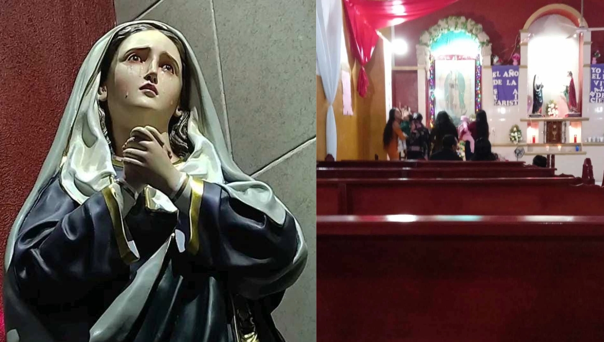 ¿Milagro? Católicos ven llorar a la Virgen 'La Dolorosa' en Xmabén, Hopelchén