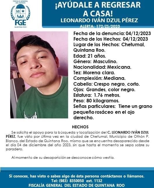 Joven desaparece en Chetumal