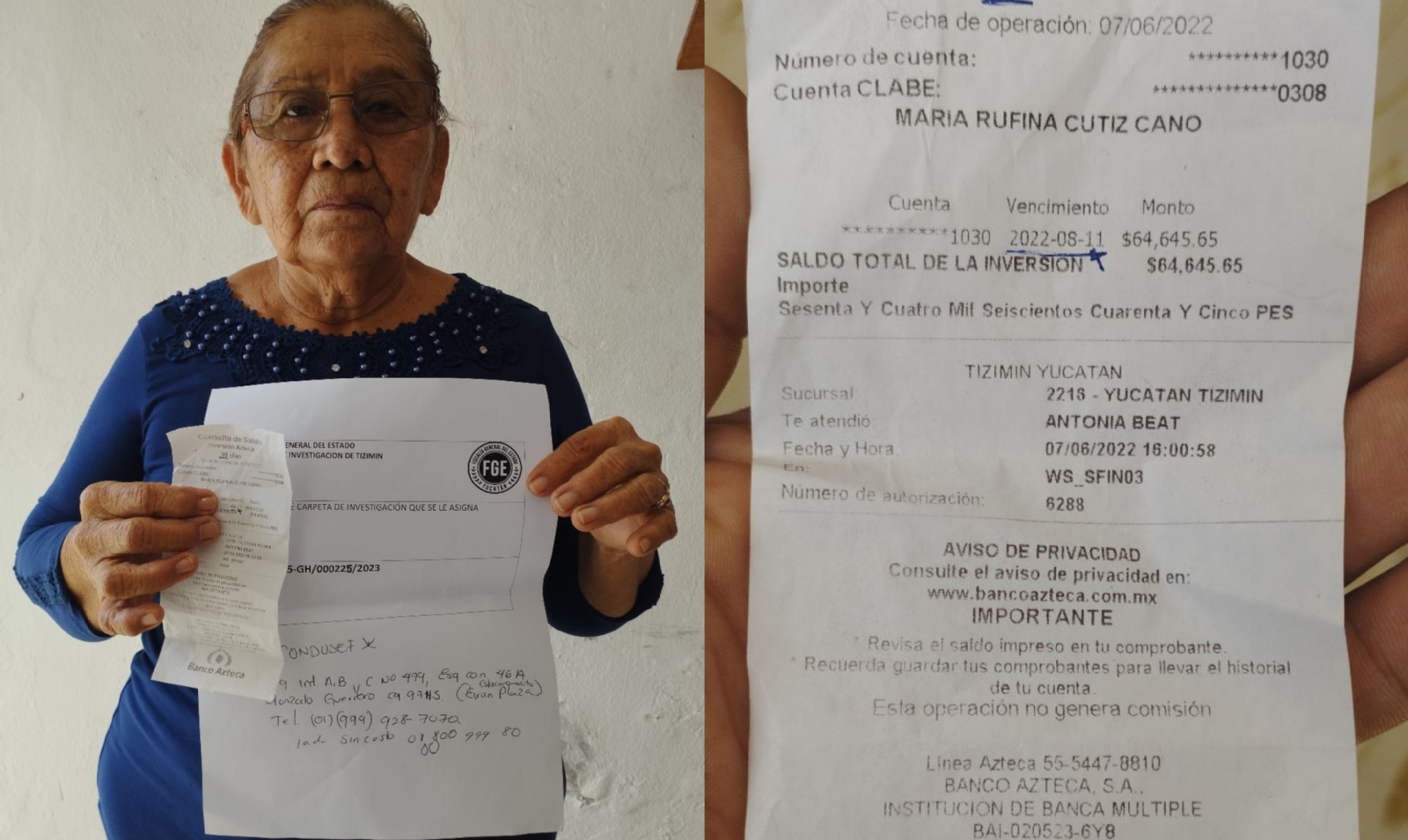 Más de 64 mil pesos desaparecieron de la cuenta de Banco Azteca de una abuelita en Tizimín