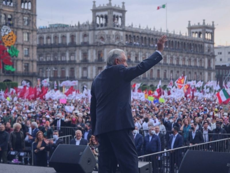 Presidente AMLO en el Zócalo de la Ciudad de México