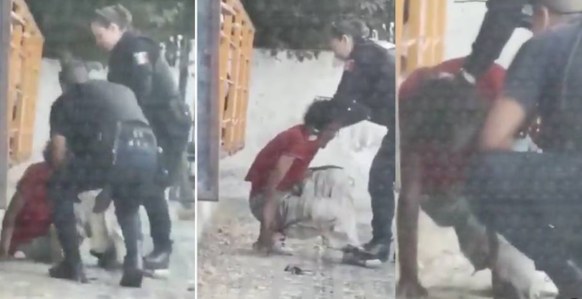 Se ha vuelto viral un video en el que se observa a dos elementos de la Policía de Guadalajara agrediendo físicamente a un indigente