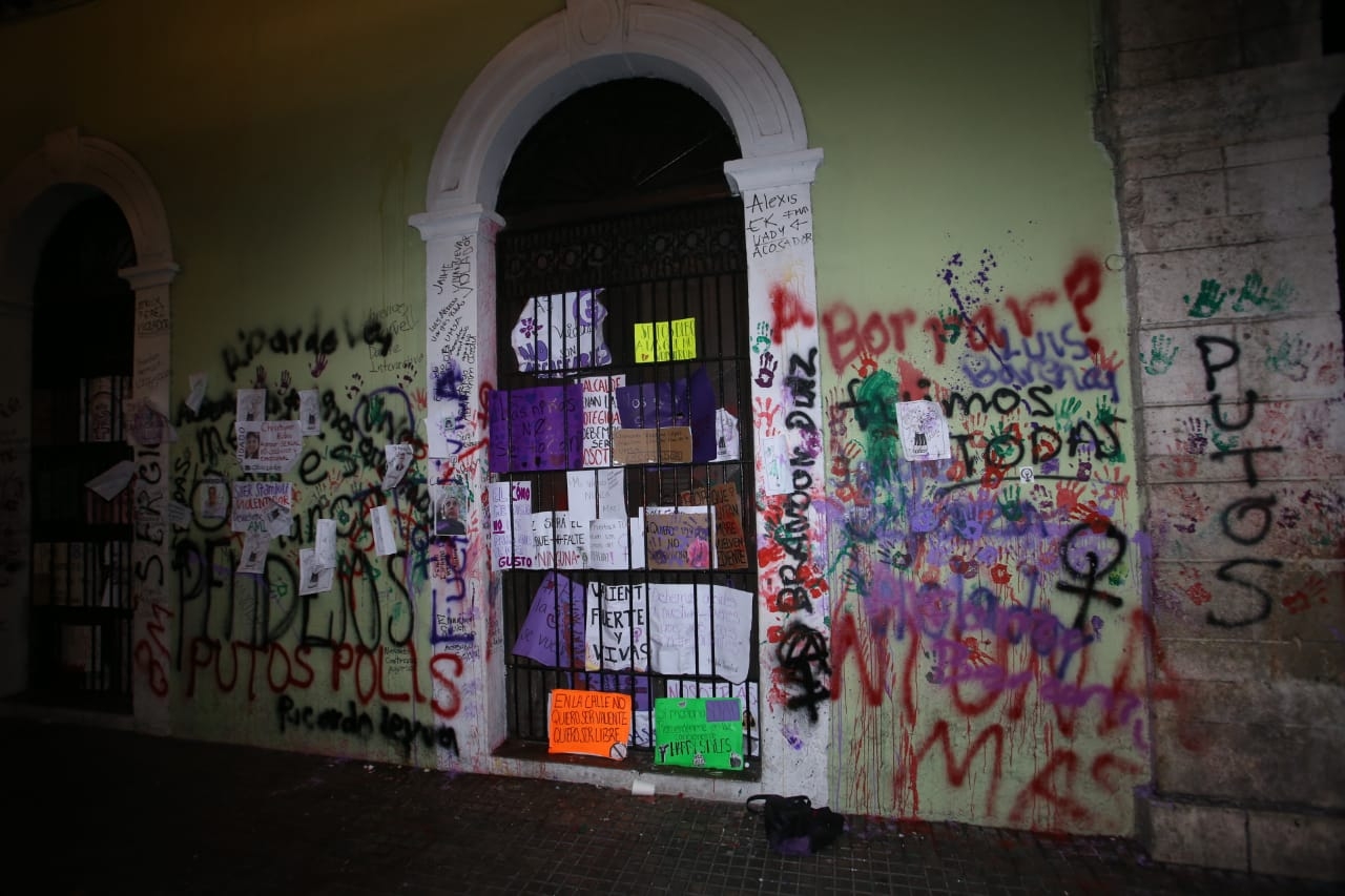 El Palacio de Gobierno fue el más vandalizado por la marcha del 8M en Mérida