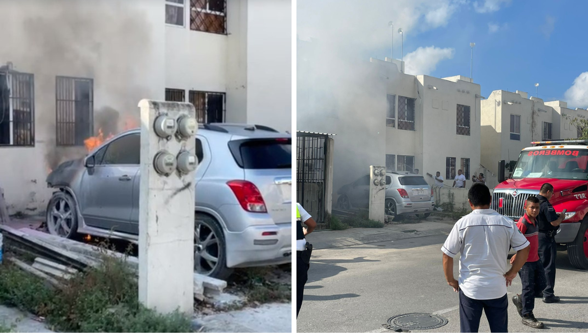 Incendio deja un automóvil en pérdida total en Playa del Carmen