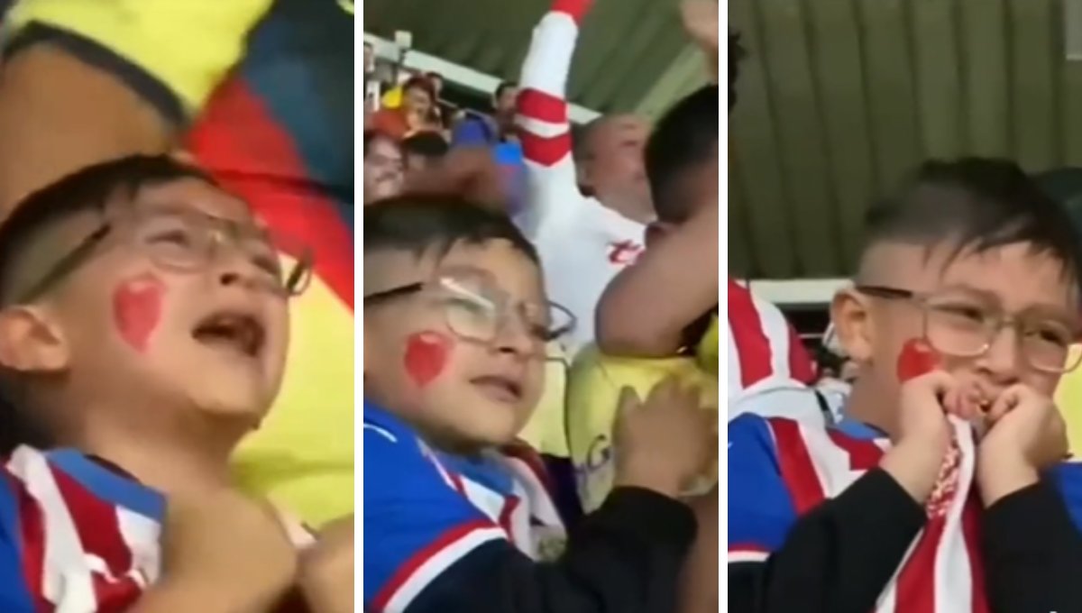 Niño llora por el triunfo de las Chivas y consuela a su hermano americanista