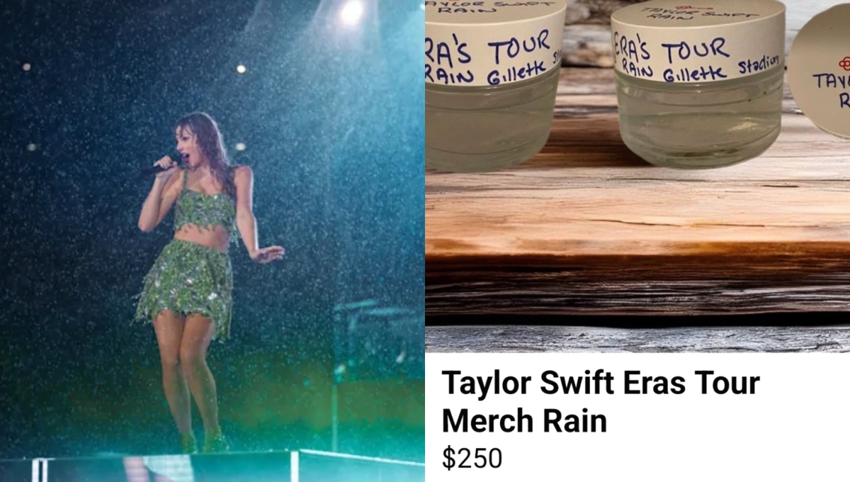 Fan vende botellas con agua de lluvia del concierto de Taylor Swift