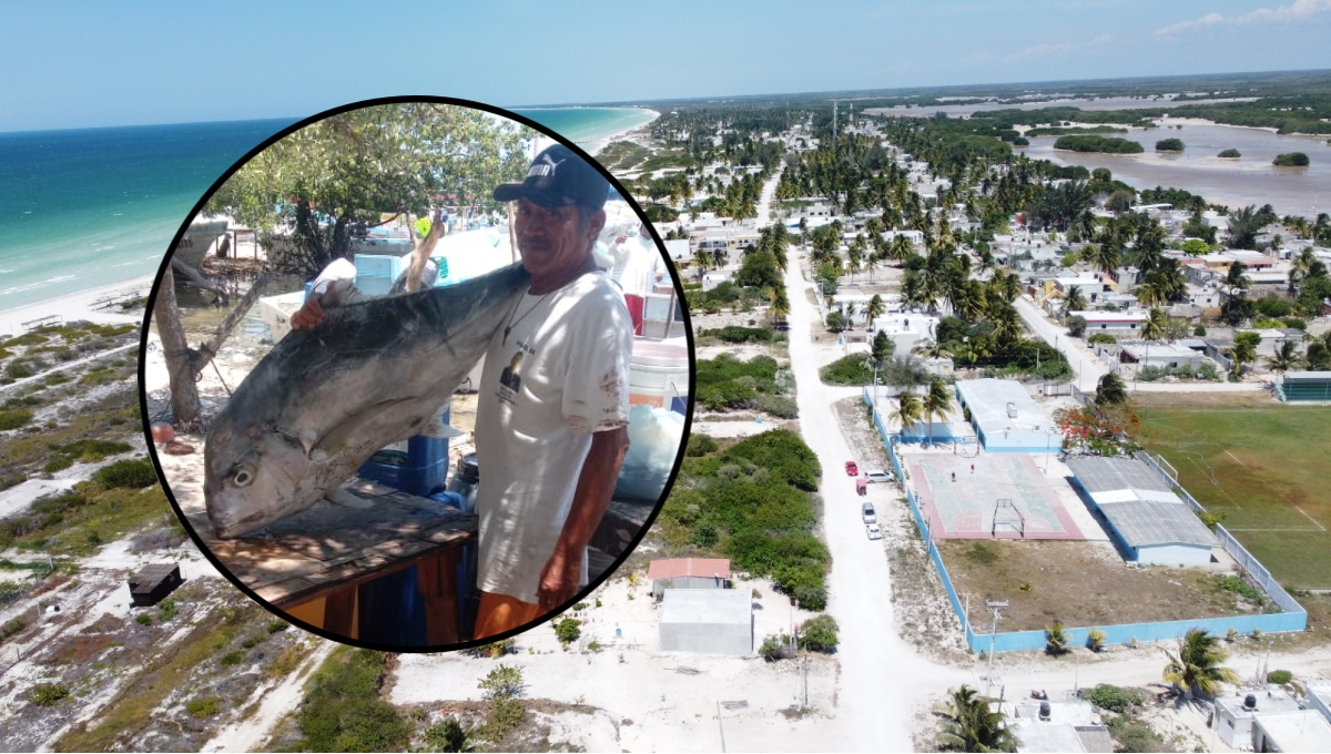 Capturan un enorme pescado en el mar de Sisal, Yucatán