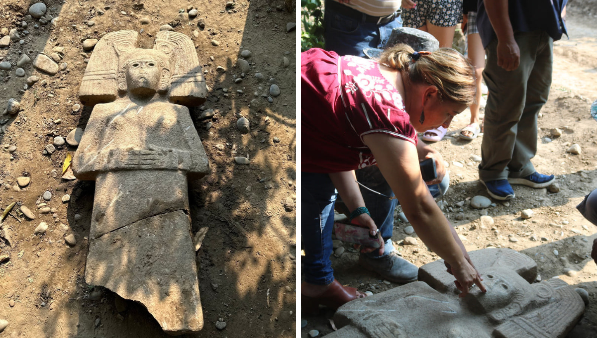 Descubren pieza arqueológica mientras repavimentaban una calle en Veracruz