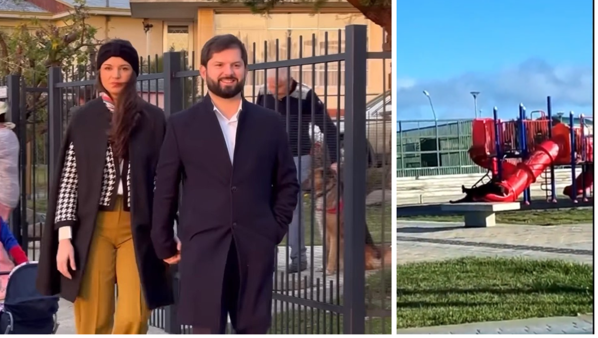 Gabriel Boric llegó al parque antes de ir a votar para elegir un Consejo Constitucional