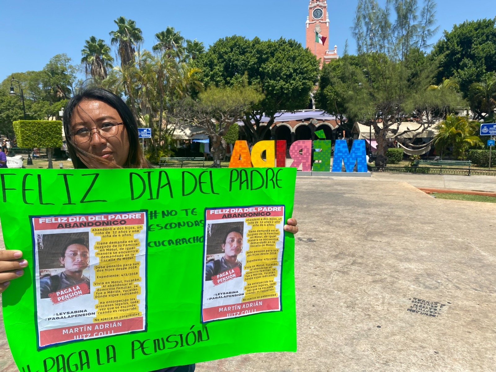 Día del Padre: Exhiben a deudores alimentarios en la Plaza Grande de Mérida