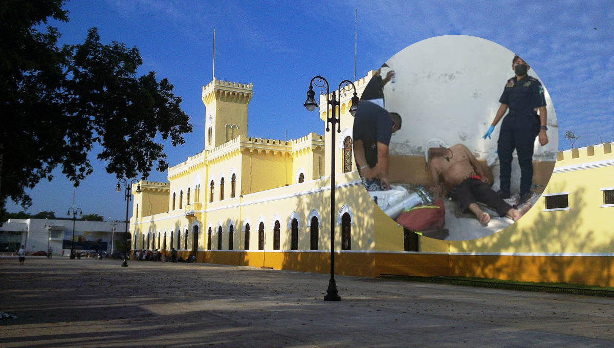 Hombre se desmaya por posible golpe de calor en el Centro de Mérida