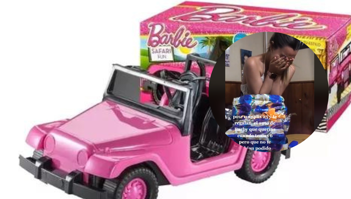 Joven argentina rompe en llanto al recibir el auto de Barbie que no tuvo de niña