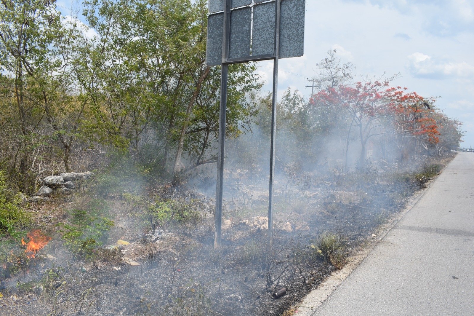 El incendio fue sofocado por bomberos de la SSP Yucatán