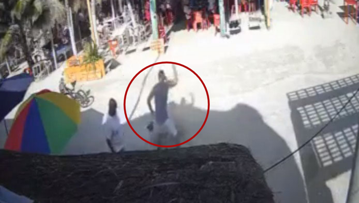 En el video de seguridad se pudo apreciar al hombre acercarse a “Coco”, con la intención de aventarle su mascota