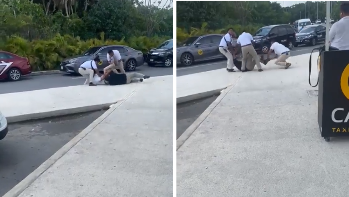 Taxistas del aeropuerto de Cancún se agarran a golpes por 'robarse' el pasaje: VIDEO