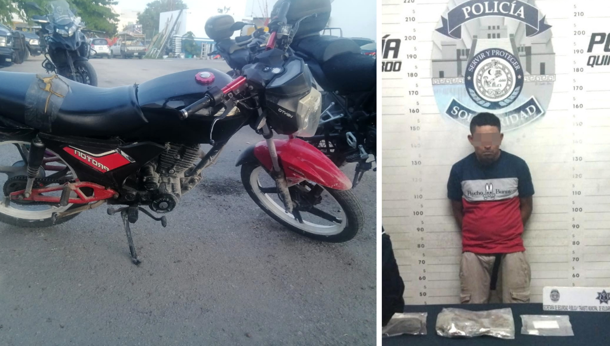 Detienen a un hombre con droga y una moto robada en operativo en Playa del Carmen
