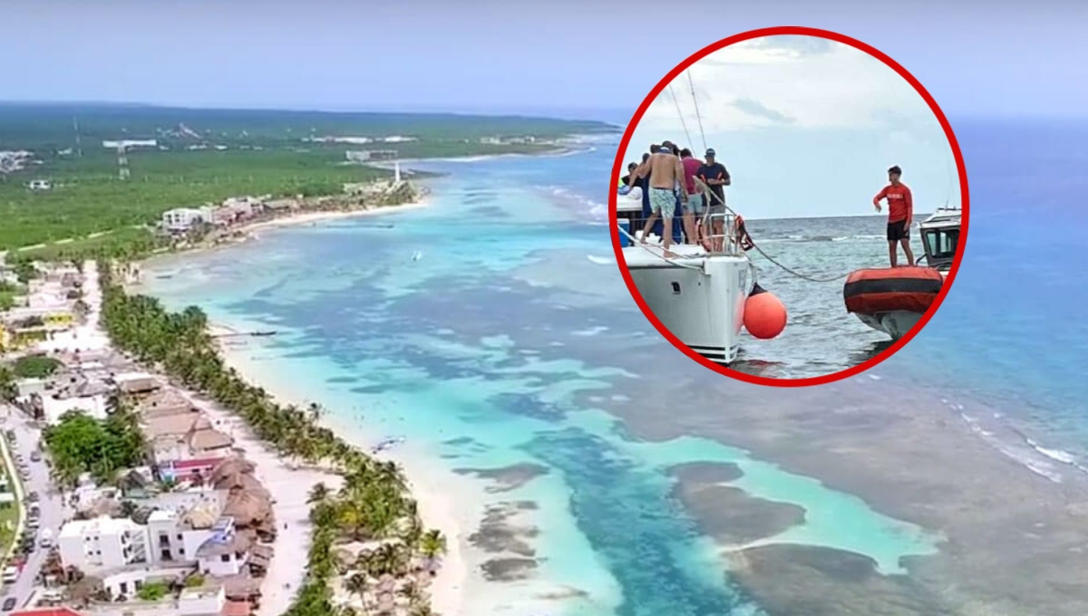 Marina rescata a 23 turistas de un catamarán encallado en costas de Mahahual, Quintana Roo