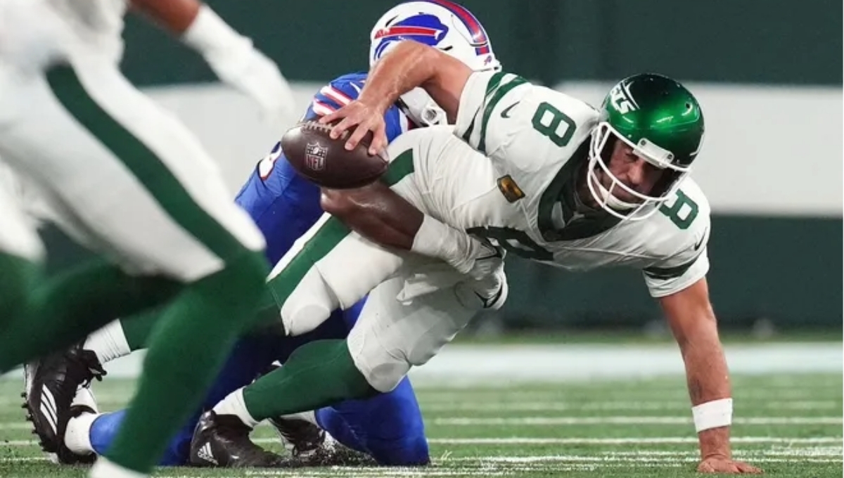 Aaron Rodgers se lesionó en su debut con los Jets de Nueva York