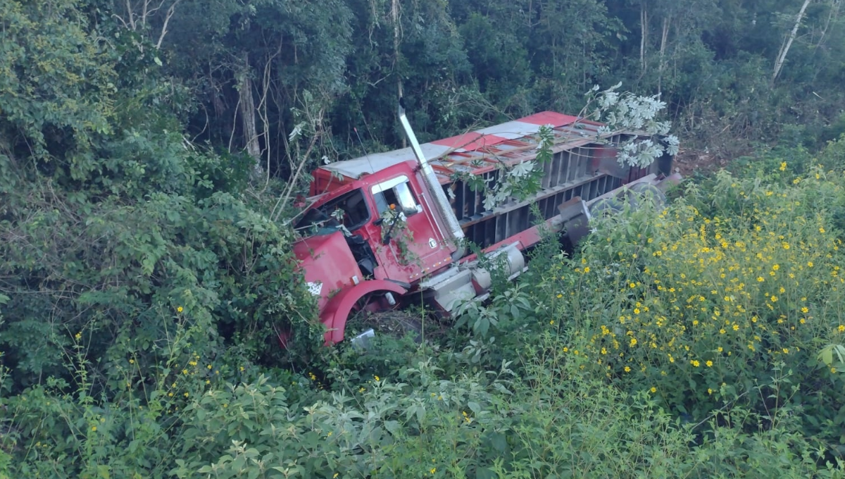 Vuelca camión con carga en el tramo Felipe Carrillo Puerto -Tulum