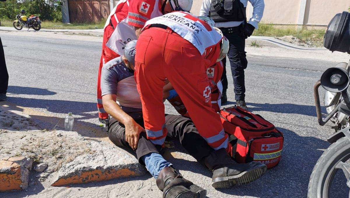 Motociclista resulta herido al derrapar en ciudad del Carmen
