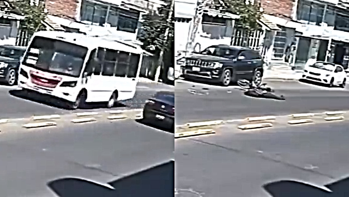 Ciclista se estrella contra la puerta de un auto y le pasa encima un camión en Puebla: VIDEO