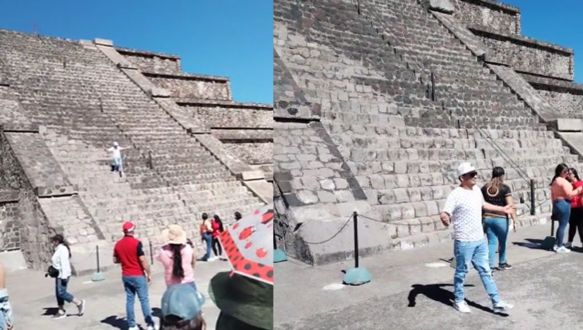 Este hombre trepó las Pirámides de Teotihuacán